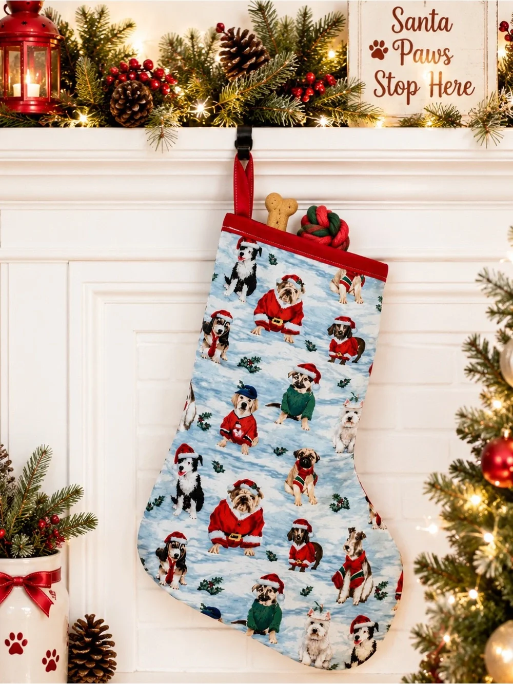 Christmas Dog Breed Stocking 14” Santa Dogs Holiday Mantel Decor
